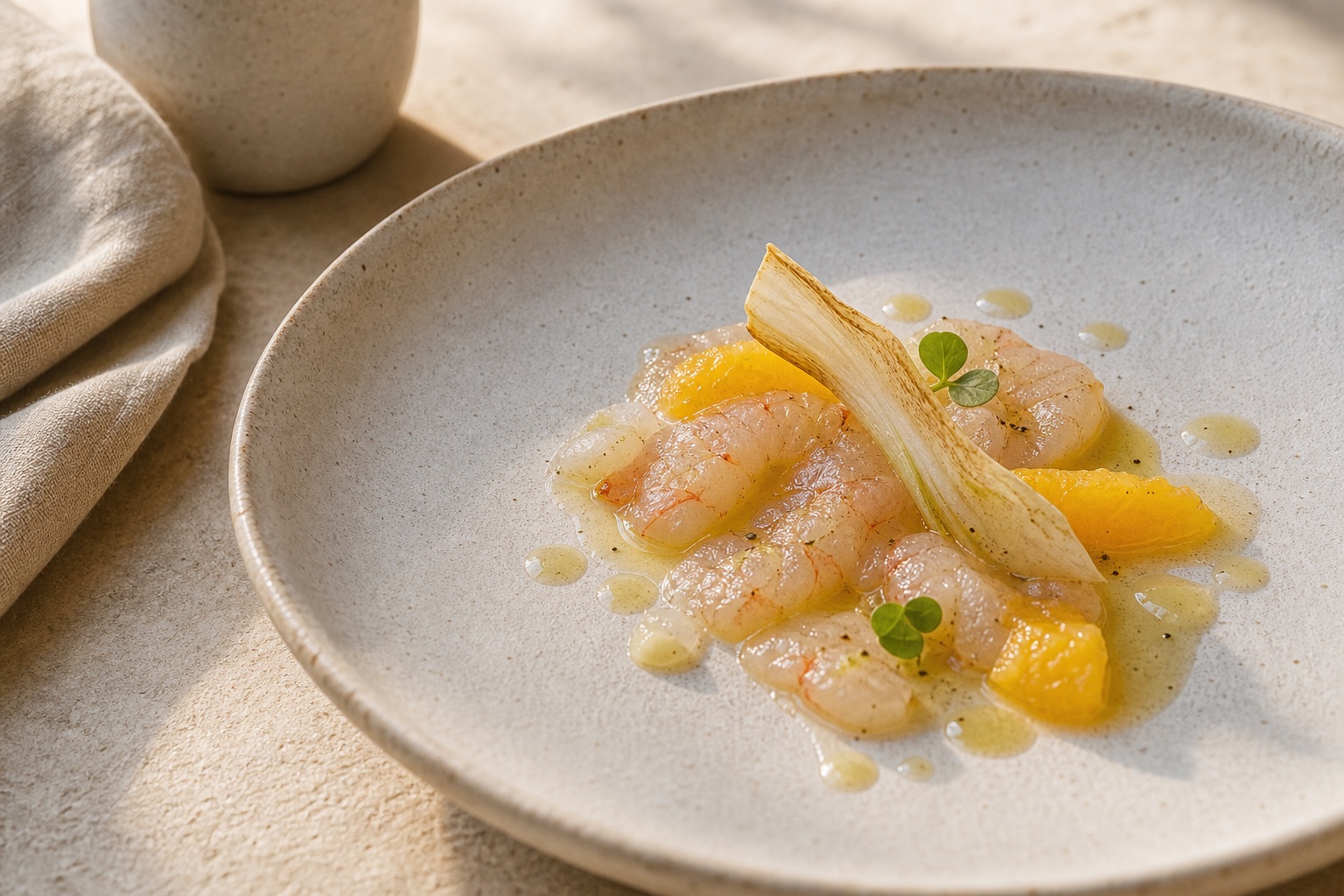 Contemporary Salt and Stone tasting course with seafood and citrus